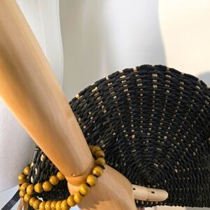 Zara Woven Clutch Bag with Handle Beaded Bracelet